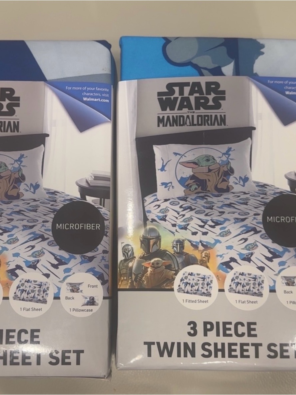 Star Wars Mandalorian Microfiber Twin Sheet Set - Blue, White